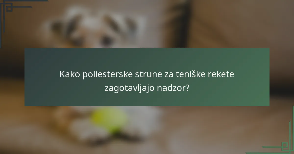 Kako poliesterske strune za teniške rekete zagotavljajo nadzor?